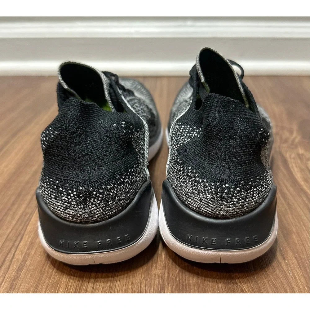 Nike Free RN Flyknit 2018 Oreo Black Running Shoes (942838-101) Men Sz 7.5